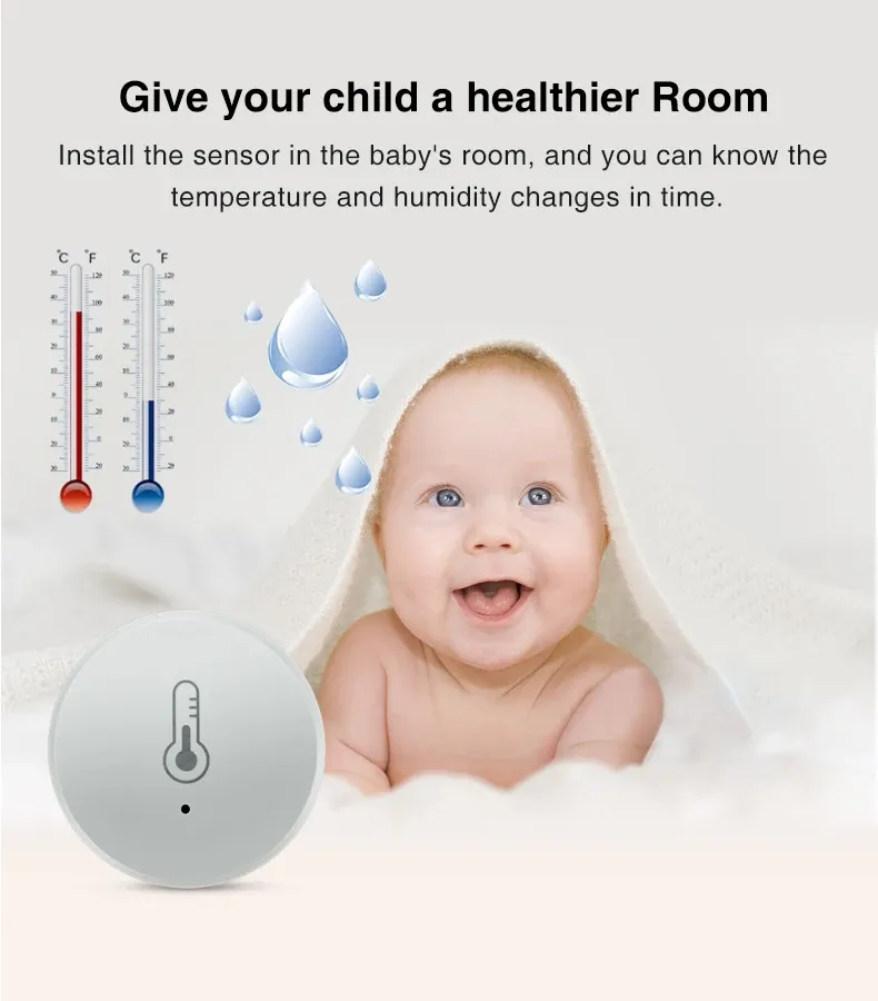 Tuya Zigbee Temperature and Humidity Sensor Front View